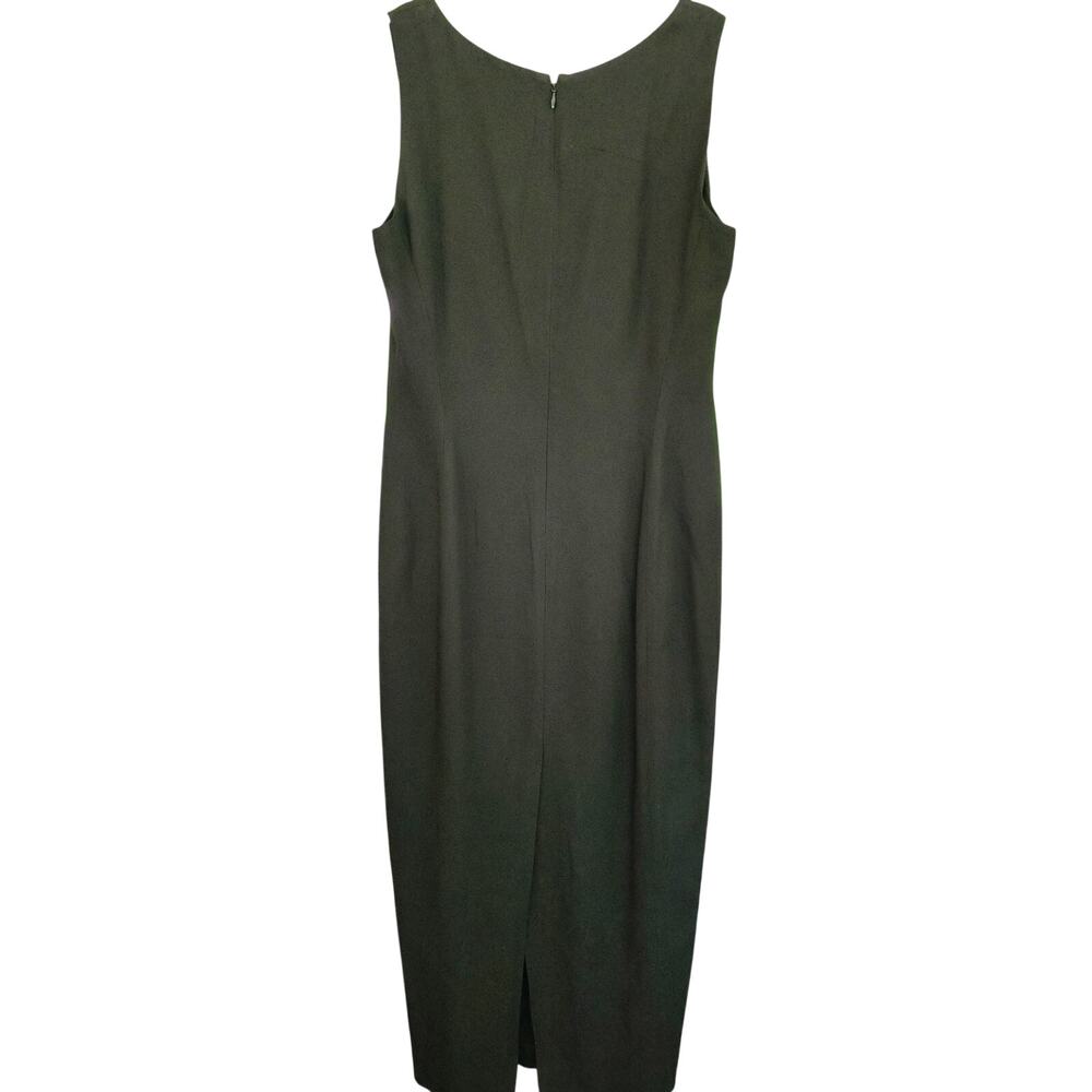 Vintage Dana Buchman Size 6 Sleeveless V-Neck Bllack Midi Sheath Dress - Picture 2 of 7